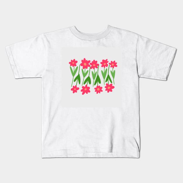 Hand illustrated pink flowers Kids T-Shirt by Ninadventurous